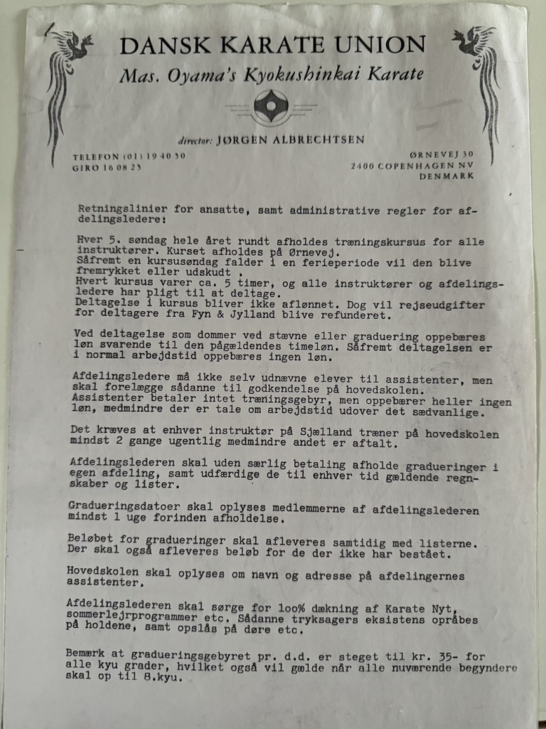 Dansk Karate Union ansættelsvilkår